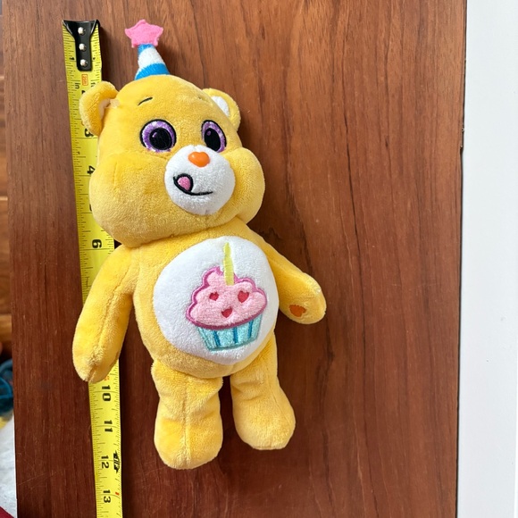 Care Bears 9” Yellow BIRTHDAY Bear Stuffed Bean Plush Cupcake Party Hat Rare - Picture 6 of 6